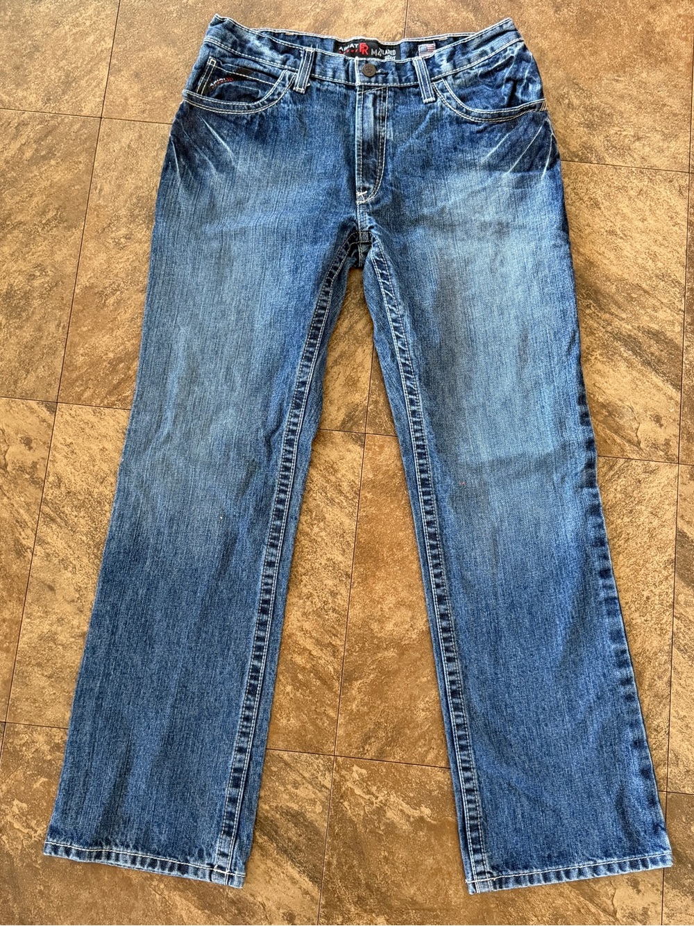Ariat FR Flame-Resistant Relaxed Bootcut Blue Denim Men's Jeans 34/34 Long
